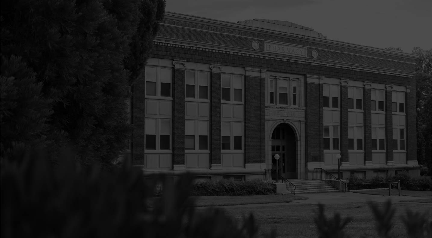 OSU Pharmacy building with black overlay