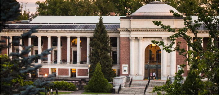 The memorial union at sunset