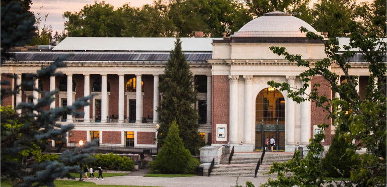 The memorial union at sunset