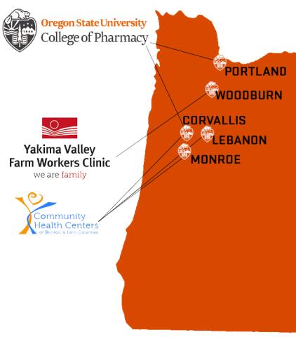 the west side of oregon is orange and different locations are highlighted on the screen