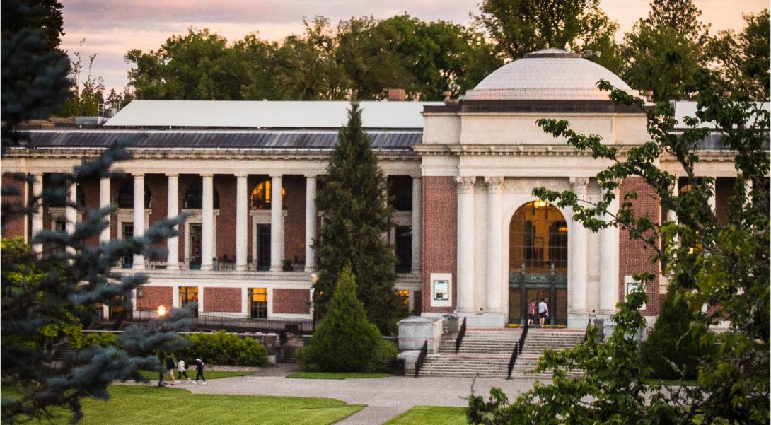 The memorial union at sunset