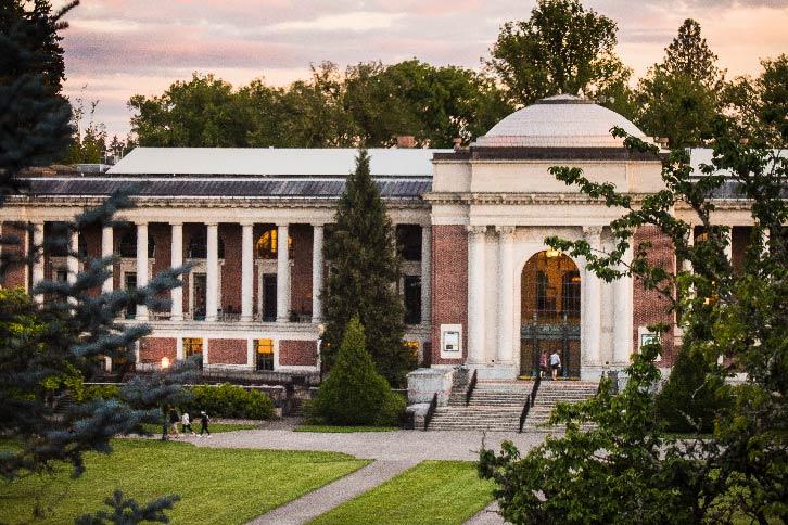 The OSU Memorial Union building at sunset